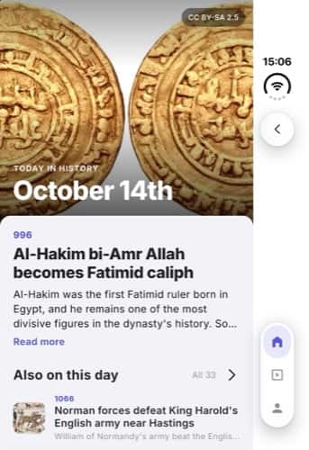Today in History on iPhone Duo, folded