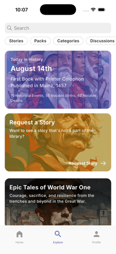 Explore tab on iPhone