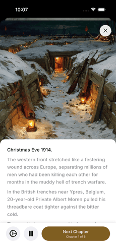 Story player with narration and text on iPhone