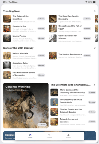 Chunks home screen on iPad