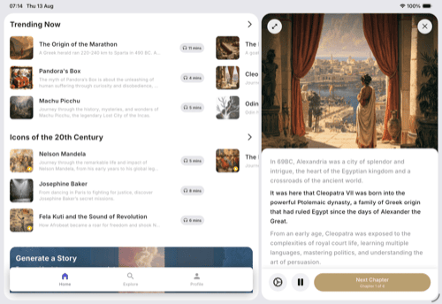 Story player on iPad in landscape