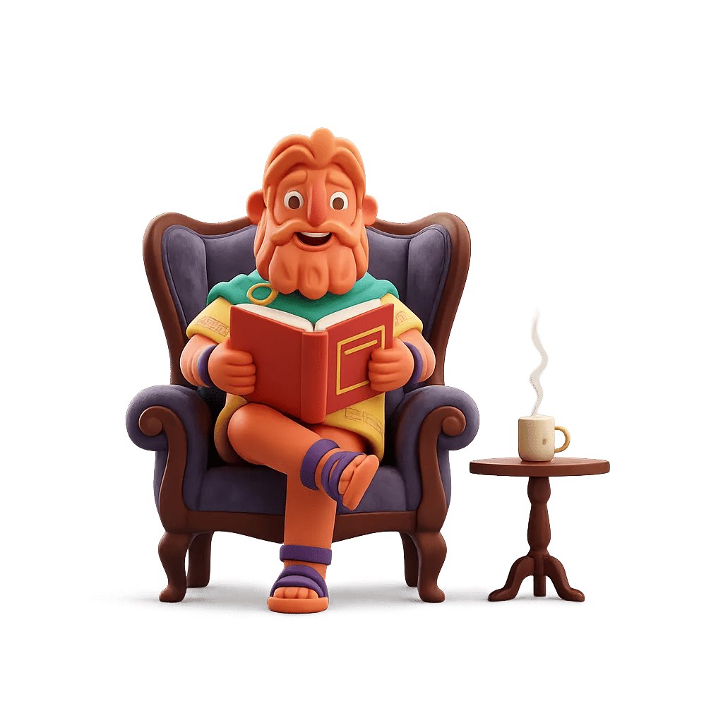 The Chunks mascot reading in an armchair