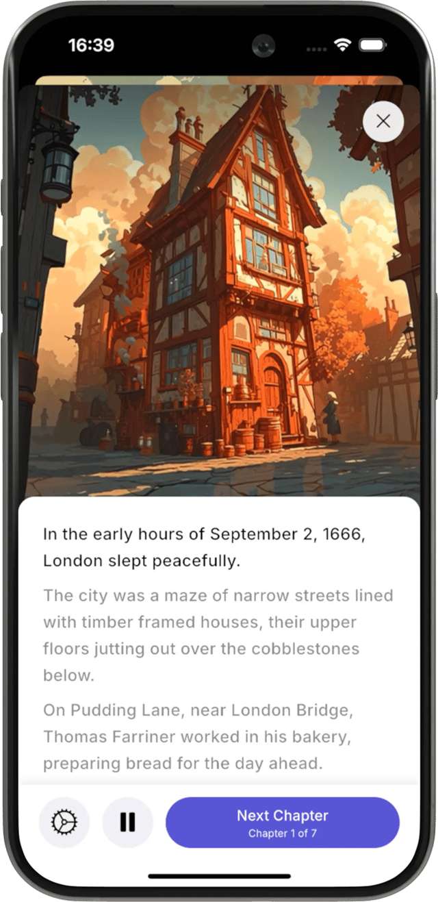 Chunks app playing a narrated story chapter