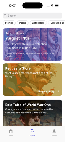 Explore tab on iPhone