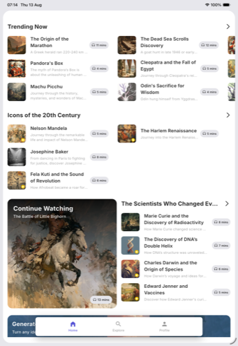 Chunks home screen on iPad